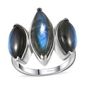 Malagasy Labradorite 3 Stone Ring in Platinum Over Sterling Silver (Size 8) 10.60 ctw - Sticky add to cart bar