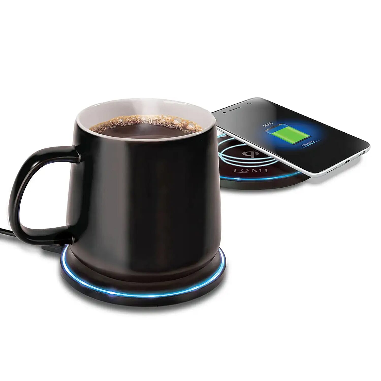 Lomi Heated Mug with Wireless Charger -Black