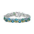 Peacock Quartz, Multi Gemstone Bracelet in Platinum Over Sterling Silver (6.50 In) 30.10 ctw - Sticky add to cart bar