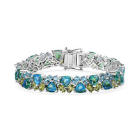 Peacock Quartz, Multi Gemstone Bracelet in Platinum Over Sterling Silver (6.50 In) 30.10 ctw