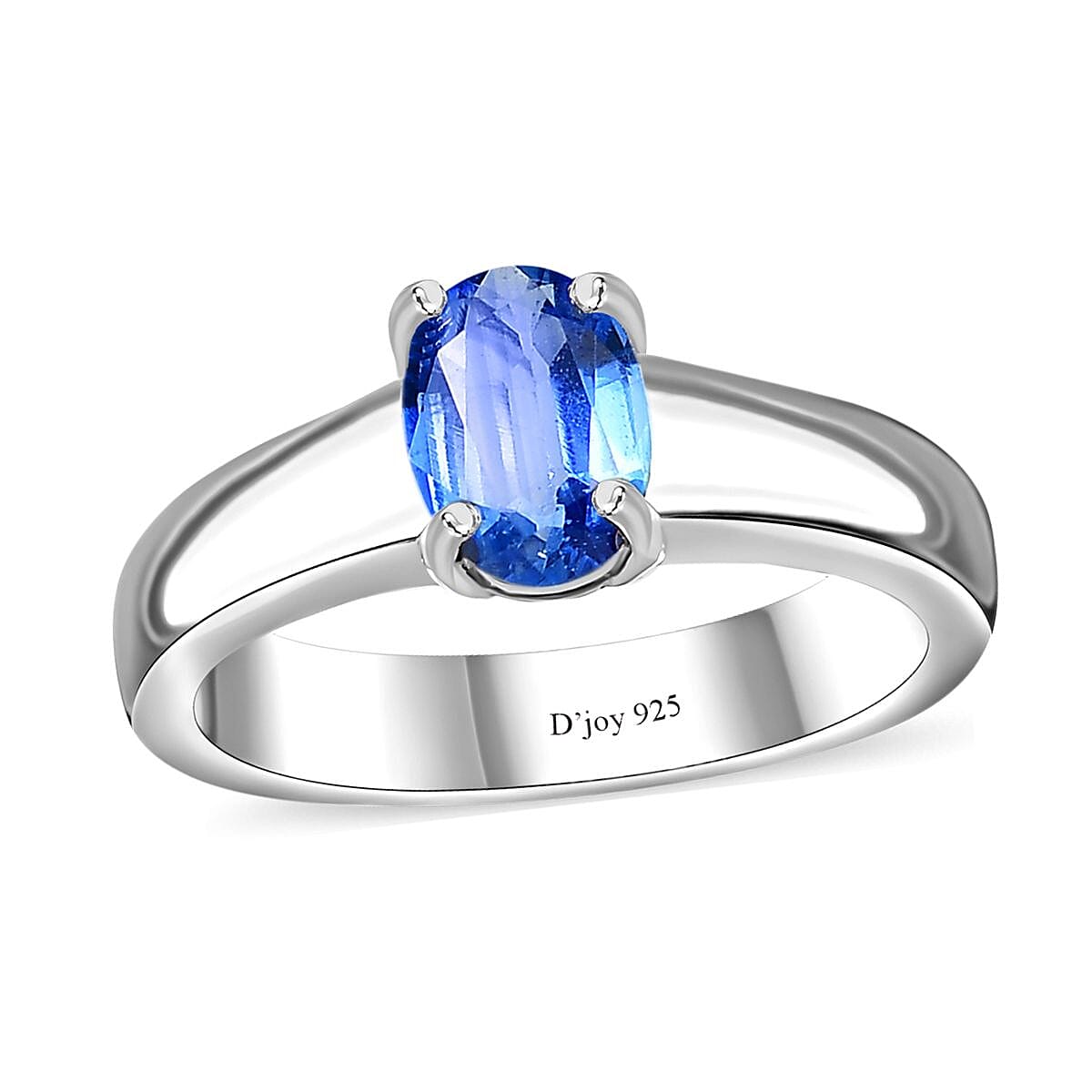 Kashmir Kyanite Solitaire Ring in Platinum Over Sterling Silver (Size 10.0) 1.00 ctw