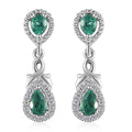 D'Joy AAA Kagem Zambian Emerald and Moissanite Dangle Earrings in Platinum Over Sterling Silver 0.90 ctw - Sticky add to cart bar