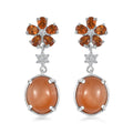 Peach Moonstone and Multi Gemstone Floral Earrings in Platinum Over Sterling Silver 9.40 ctw - Sticky add to cart bar