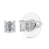 Moissanite (Oct 5x5 mm) Earrings in Platinum Over Sterling Silver 1.40 ctw