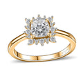 Moissanite (Cush 5x5mm) Ring in Vermeil YG Over Sterling Silver (Size 7.0) 0.75 ctw - Sticky add to cart bar