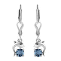 Santa Maria Aquamarine Dolphin Earrings in Platinum Over Sterling Silver 0.30 ctw - Sticky add to cart bar