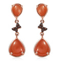 Peach Moonstone and Brown Zircon Butterfly Earrings in Vermeil Rose Gold Over Sterling Silver 9.10 ctw - Sticky add to cart bar