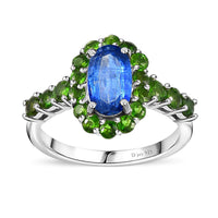 Premium Kashmir Kyanite, Chrome Diopside Ring in Platinum Over Sterling Silver (Size 10.0) 2.60 ctw