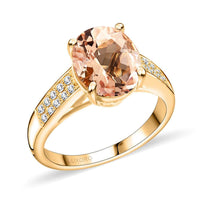 Certified & Appraised Luxoro 14K Yellow Gold AAA Marropino Morganite and G-H I2 Diamond Ring 2.50 ctw