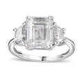 Moissanite (Oct 10x8mm) Ring in Platinum Over Sterling Silver (Size 10.0) 4.60 ctw - Sticky add to cart bar