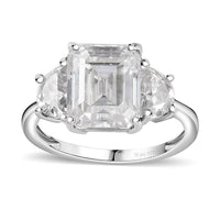 Moissanite (Oct 10x8mm) Ring in Platinum Over Sterling Silver (Size 10.0) 4.60 ctw
