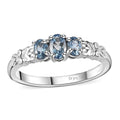 Santa Maria Aquamarine 3 Stone Ring in Platinum Over Sterling Silver (Size 10.0) 0.50 ctw - Sticky add to cart bar