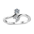 Santa Maria Aquamarine, White Zircon Ocean Life Bypass Ring in Platinum Over Sterling Silver (Size 10.0) 0.20 ctw - Sticky add to cart bar
