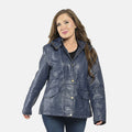 Doorbuster Black Women's Sheep Leathear Hooded Shacket with Long Sleeve - S - Sticky add to cart bar