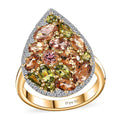 Premium Calabar Green and Golden Tourmaline, Multi Gemstone Ring in Vermeil YG Over Sterling Silver (Size 10.0) 4.40 ctw - Sticky add to cart bar