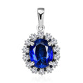 Kashmir Kyanite and Multi Gemstone Floral Pendant without Chain in Platinum Over Sterling Silver 5.70 ctw - Sticky add to cart bar