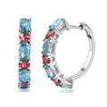 Cambodian Blue Zircon and Morro Redondo Pink Tourmaline Hoop Earrings in Platinum Over Sterling Silver 6.75 ctw - Sticky add to cart bar