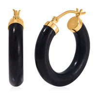 Pink Jade Hoop Earrings in 14K YG Over Sterling Silver 16.00 ctw