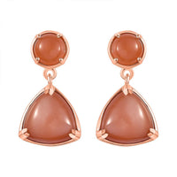D'Joy Peach Moonstone 13.90 ctw Drop Earrings in Vermeil Rose Gold Over Sterling Silver