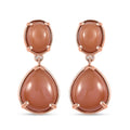 Peach Moonstone Drop Earrings in Vermeil Rose Gold Over Sterling Silver 9.65 ctw - Sticky add to cart bar