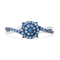 Blue Diamond Ring in Platinum Over Sterling Silver (Size 10.0) 0.33 ctw