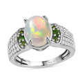 Premium Ethiopian Welo Opal and Multi Gemstone Ring in Platinum Over Sterling Silver 1.60 ctw - Sticky add to cart bar