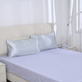 Set of 5, Two Pillow Cases (29.52"x18.50"), Hair Band, Eye Mask, Storage Bag (4.72"x 5.90") - Silver - Sticky add to cart bar