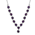 African Amethyst Y-Shape Necklace (18 Inches) in Stainless Steel 6.30 ctw - Sticky add to cart bar