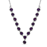 African Amethyst Y-Shape Necklace (18 Inches) in Stainless Steel 6.30 ctw