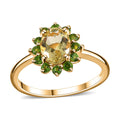 Sunfire Beryl and Chrome Diopside Sunburst Ring in Vermeil Yellow Gold Over Sterling Silver (Size 10.0) 1.60 ctw - Sticky add to cart bar