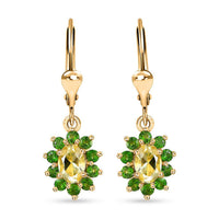 Sunfire Beryl and Chrome Diopside Lever Back Earrings in Vermeil Yellow Gold Over Sterling Silver 1.60 ctw