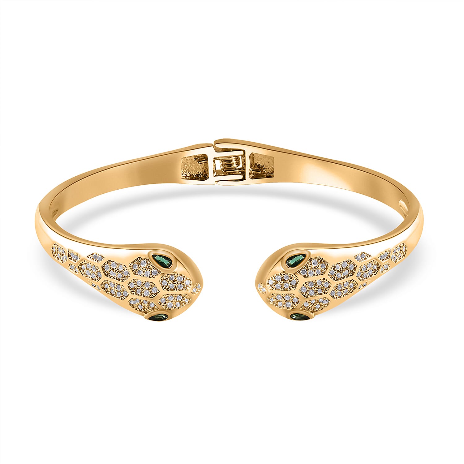 Simulated Diamond Cuff Bracelet in Platinum Over Copper (7.00 In) 0.20 ctw