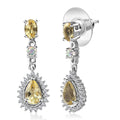 Brazilian Sunfire Beryl and Multi Gemstone Dangling Earrings in Platinum Over Sterling Silver 3.00 ctw - Sticky add to cart bar