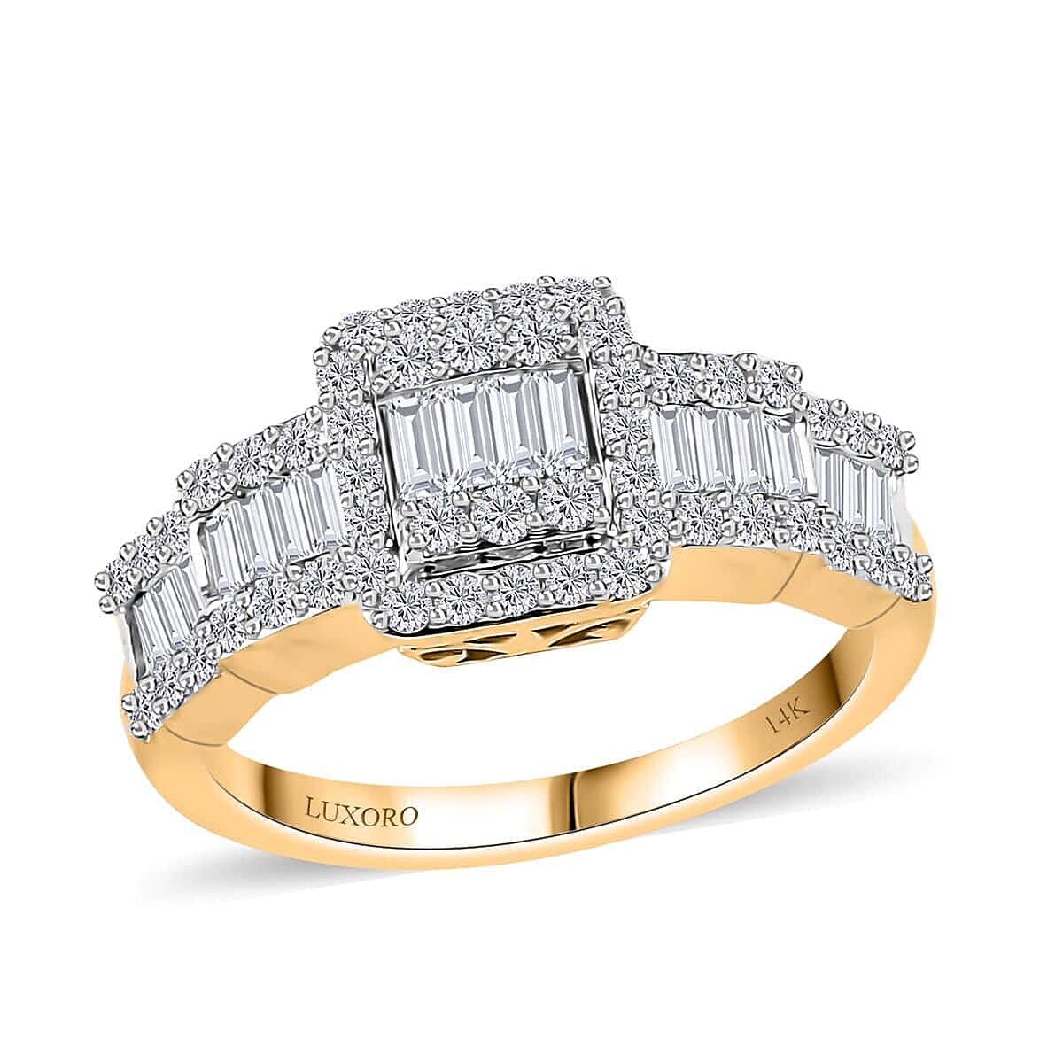 Luxoro 14K Yellow Gold G-H I3 White Diamond Ring 1.00 ctw