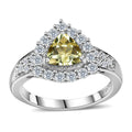 Sunfire Beryl and Moissanite Halo Ring in Platinum Over Sterling Silver (Size 10.0) 1.30 ctw - Sticky add to cart bar