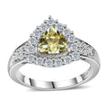 Sunfire Beryl, Moissanite Halo Ring in Platinum Over Sterling Silver (Size 10.0) 1.30 ctw - Sticky add to cart bar