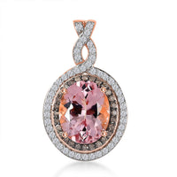 Luxoro 14K Rose Gold AAA Pink Morganite, Natural Champagne and White Diamond I2 Pendant without Chain 3.15 ctw