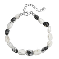 White Buffalo Beaded Bracelet in Rhodium Over Sterling Silver (7.25-9.25In) 50.00 ctw