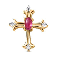 African Ruby and Moissanite 0.25 ctw Pendant in Vermeil YG Over Sterling Silver