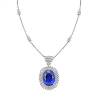 Chairman Vault Collection Certified & Appraised Rhapsody 950 Platinum AAAA Tanzanite and E-F VS Diamond Necklace 18 Inches 26.75 Grams 35.06 ctw
