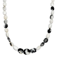 White Buffalo Beaded Necklace 18-20 Inches in Rhodium Over Sterling Silver 150.00 ctw