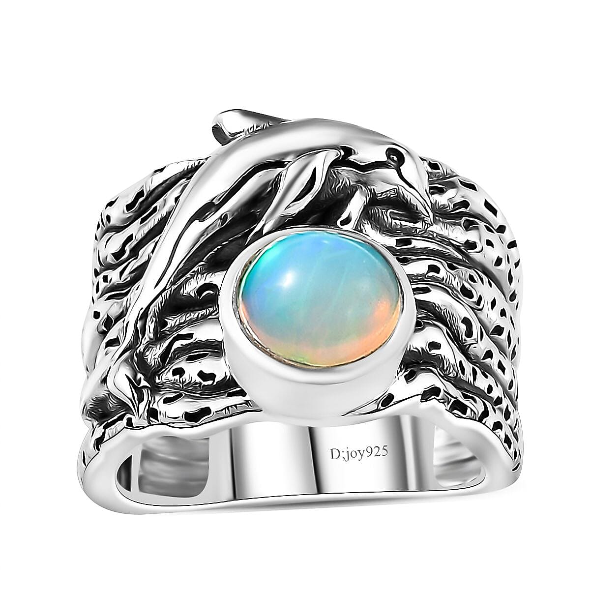 Artisan Crafted Premium Ethiopian Welo Opal Ring in Black Oxidized Sterling Silver (Size 10.0) 0.90 ctw