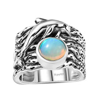 Artisan Crafted Premium Ethiopian Welo Opal Ring in Black Oxidized Sterling Silver (Size 10.0) 0.90 ctw