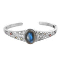 Malagasy Labradorite and Multi Gemstone Cuff Bracelet in Stainless Steel (7.25 In) 14.75 ctw - Sticky add to cart bar