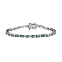 Indian Ocean Apatite and Moissanite Bracelet in Platinum Over Sterling Silver (7.25 In) 5.60 ctw