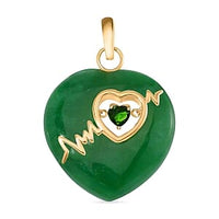 Green Jade and Chrome Diopside 18.60 ctw Pendant in Vermeil Yellow Gold Over Sterling Silver