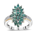 Indian Ocean Apatite, White Zircon Elongated Ring in Vermeil YG and Platinum Over Sterling Silver (Size 10.0) 1.70 ctw - Sticky add to cart bar