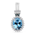 Luxoro 14K White Gold AAA Santa Maria Aquamarine and I2-I3 Venice Blue and White Diamond Halo Pendant without Chain 1.80 ctw - Sticky add to cart bar