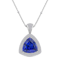 Chairman Vault Collection Certified & Appraised Rhapsody 950 Platinum AAAA Tanzanite and E-F VS Diamond Pendant Necklace 18 Inches 21.15 Grams 26.45 ctw