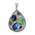 Artisan Crafted Malagasy Labradorite and Multi Gemstone Pendant in Sterling Silver 10.20 ctw - Sticky add to cart bar